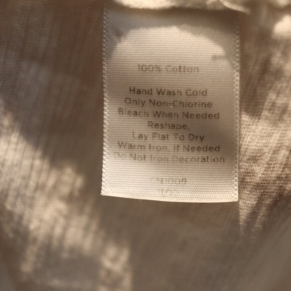 Talbots White Beaded Collar V Neck Cotton Embroidered TShirt Top L - Picture 12 of 12